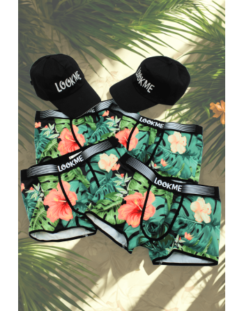 Pack 4 Boxer LM2402-67ARO LOOKME  2 Casquettes Offertes