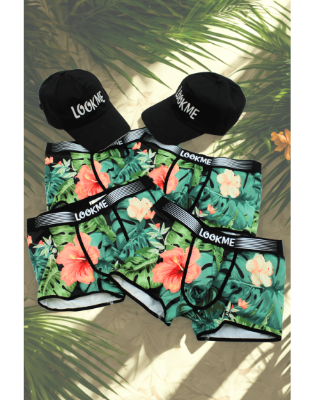 Pack 4 Boxer LM2402-67ARO LOOKME  2 Casquettes Offertes
