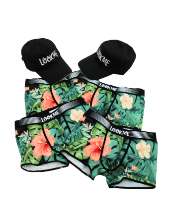 Pack 4 Boxer LM2402-67ARO LOOKME  2 Casquettes Offertes