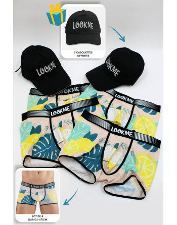 Pack 4 Boxer LM2402-67LEM LOOKME  2 Casquettes Offertes
