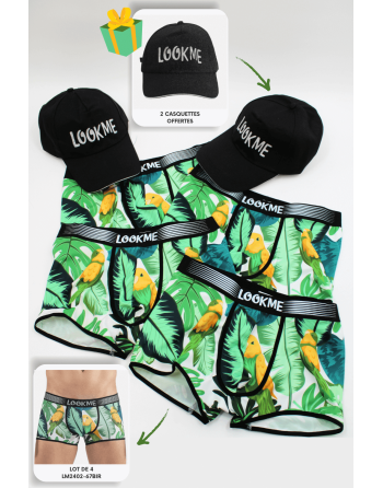 Pack 4 Boxer LM2402-67BIR LOOKME  2 Casquettes Offertes