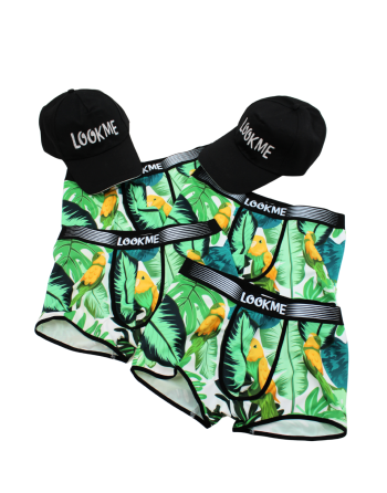 Pack 4 Boxer LM2402-67BIR LOOKME  2 Casquettes Offertes