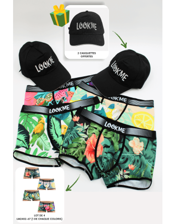 Pack 4 Boxer LM2402-67 LOOKME  2 Casquettes Offertes