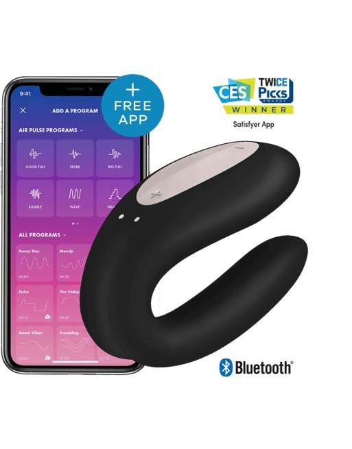 Stimulateur noir connecté Double Joy Satisfyer - CC5972420010 Stimulateur noir connecté Double Joy Satisfyer - CC5972420010