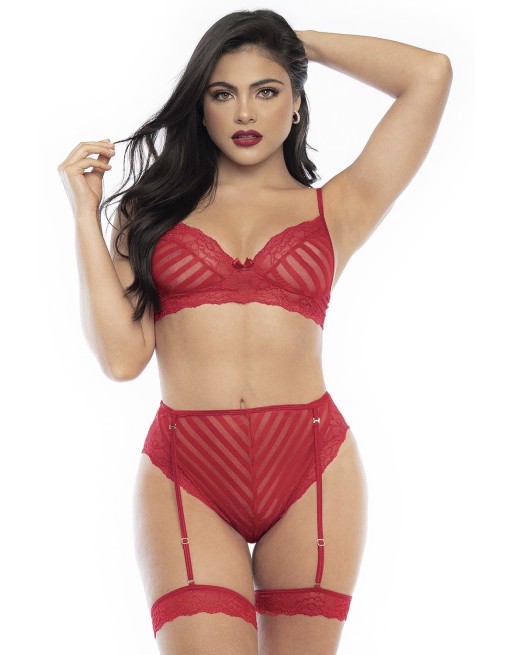 Ensemble deux pièces en dentelle rouge - MAL8815RED Ensemble deux pièces en dentelle rouge - MAL8815RED