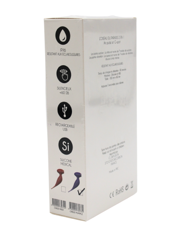 Oiseau du Paradis - Vibromasseur 2 en 1 avec vibration clitoridienne par membrane et embout stimulateur violet - CR-820PUR